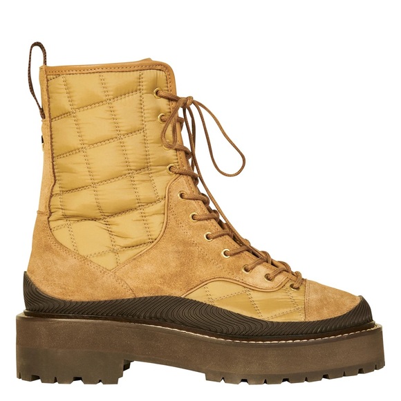 New in box sandro telanes camel chunky sole quilted combat boots sz 37 - Picture 2 of 3